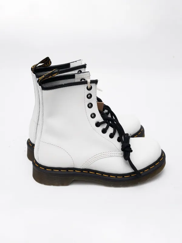 Dr Martens White Leather Combat‎ Boots Size 6 - Image 6