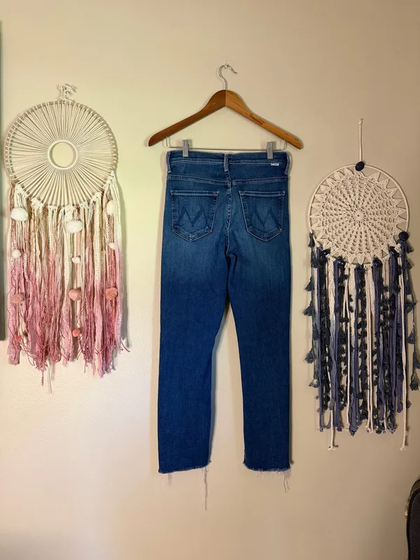 MOTHER The Insider Crop Step Fray Denim Jean Blue Sweet and Sassy Size 26 - Image 4