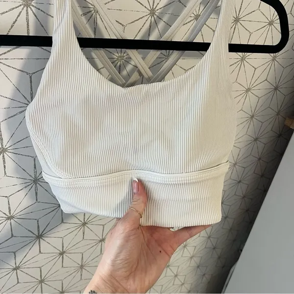 Lululemon Energy Bra White Longline Ribbed - Image 2
