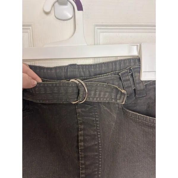 Free People Danni Denim Shorts Washed Black 14 Belt Button Fly Indie Sleaze - Image 3