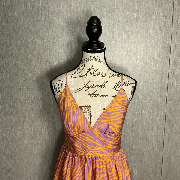Milly Silk Orange and Purple Mini Dress Size 4 - Image 11