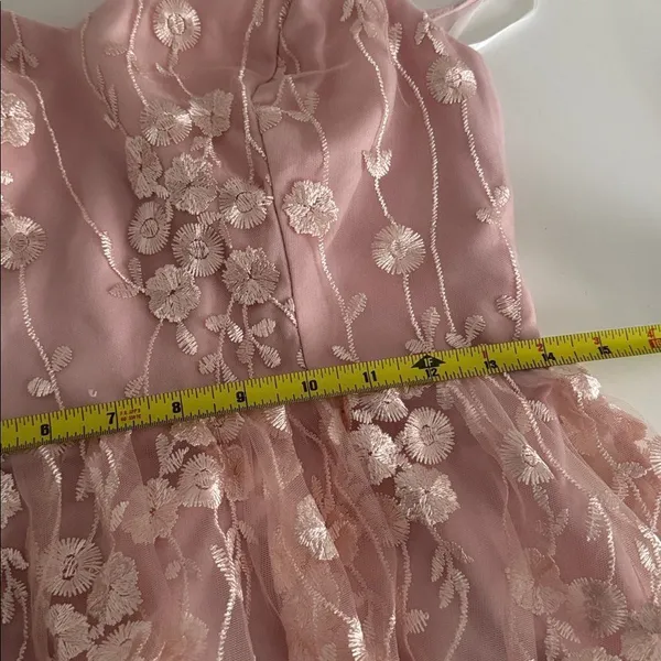 SHEIN Belle Embroidery Mesh Overlay Cami Flowy Maxi Dress" EUC - Image 5