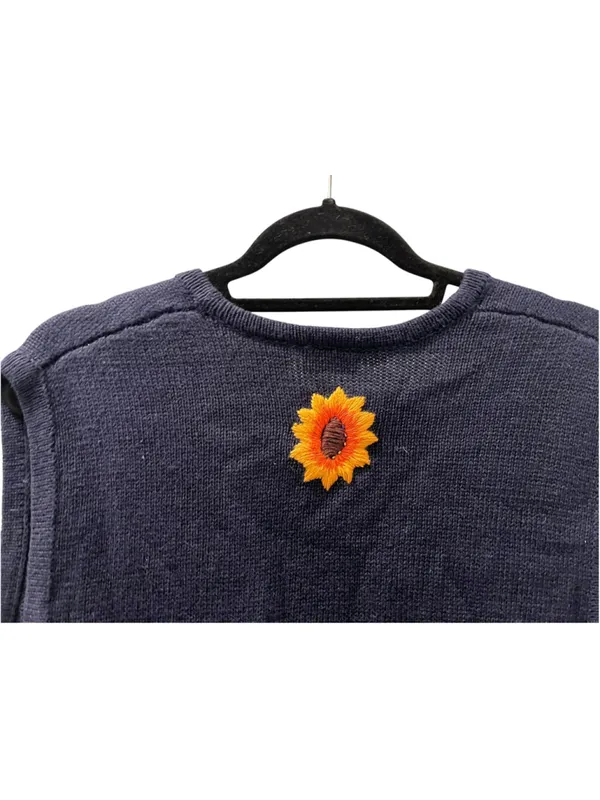 NWT Vtg Bobbie Brooks Fall Harvest Scarecrow Sweater Vest L Pumpkin Sunflower - Image 7