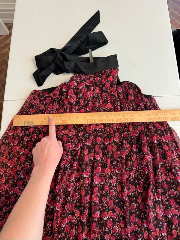 By Anthropologie Tie-Neck Halter Ruffled floral print Mini Dress size small - Image 6
