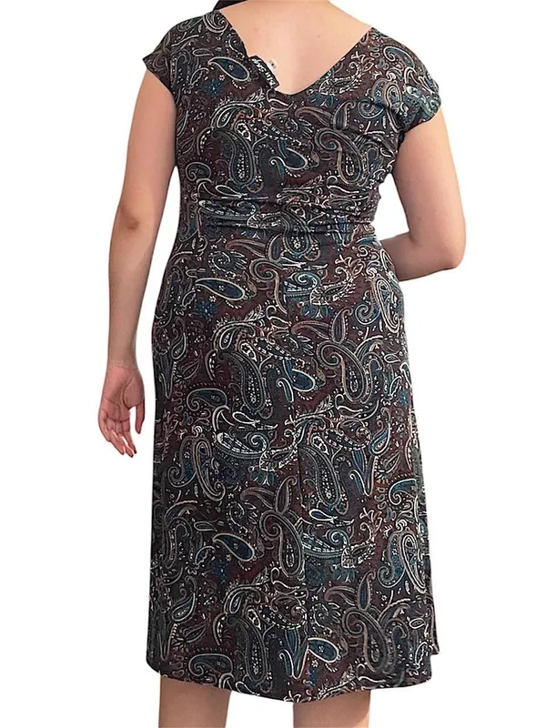 Brown & teal paisley dress. - Image 3