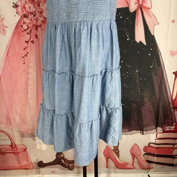 NWT J. Crew Chambray Smocked Tiered Cotton Sun Dress Sz S - Image 5