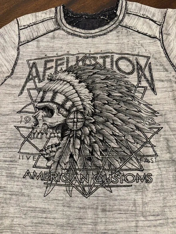 Affliction Reversible Thermal Shirt Mens XL Gray Long Sleeve Y2K Cyber - Image 2
