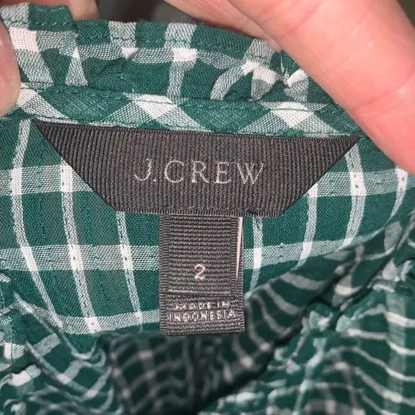 J Crew green gingham grannycore flowy 2 cottagecore top Green - Image 3
