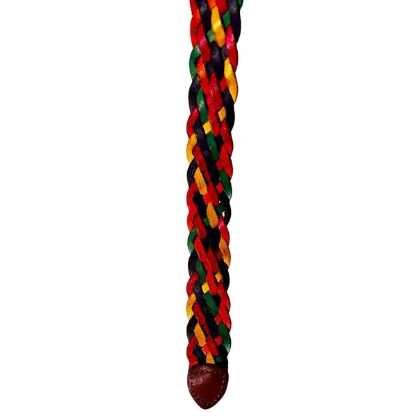 Vintage Rainbow Leather Woven Braided Belt Size S-M Eclectic Boho Festival Retro - Image 4