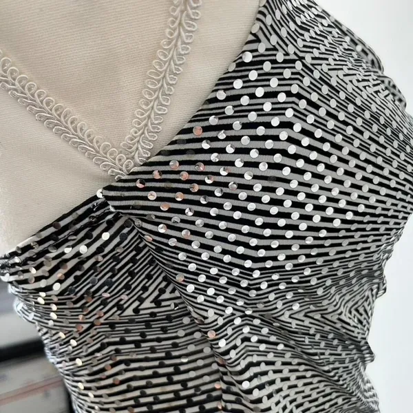 American Vintage Vintage Y2K Misdemeanor Sequin Halter Mini‎ Dress Clubbing Womens Size Small - Image 7