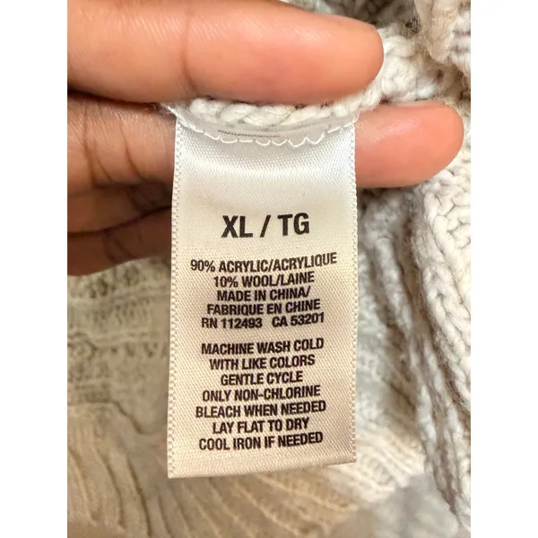 Aeropostale Womens XL Tan Cable Knit Shawl Collar Cardigan Sweater‎ - Image 2