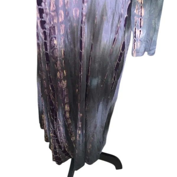 Coin 1804 Tye Dye Long Hooded Cardigan Boho Hippie Nostalgia Pockets - Image 3