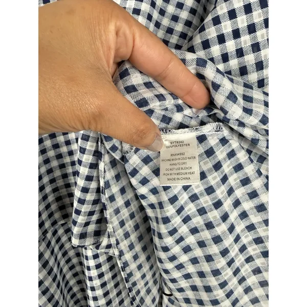 P. Luca Milano Women's Off The Shoulder Gingham Tiered‎ Ruffle Blouse Size L NEW - Image 9