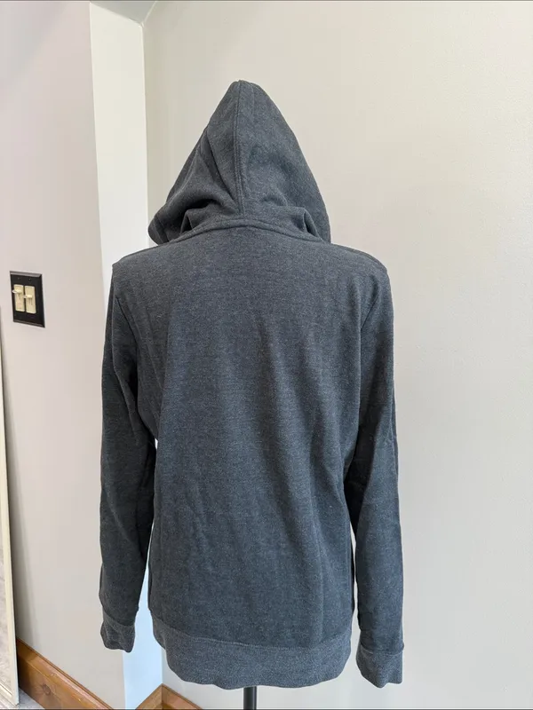 The North Face Hoodie Womens Medium Gray Purple Pullover Pockets Vertical Logo M - Image 3