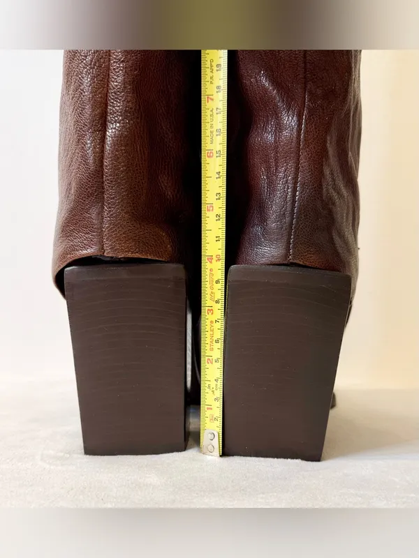 NWT Emauele Crasto Leather Fold Over High Shaft Boots in Brown Size 39 - Image 13