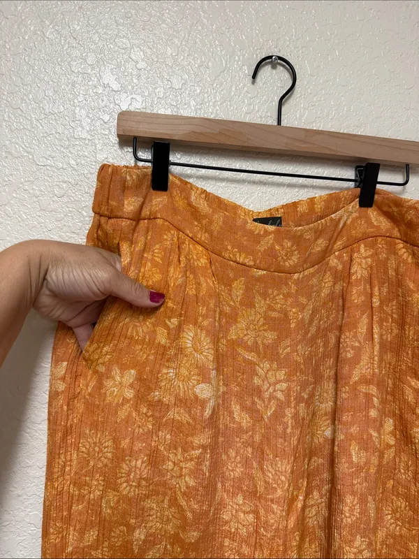 WONDERLY Yellow-Orange Floral Wide-Leg Pants Size XL - Image 4