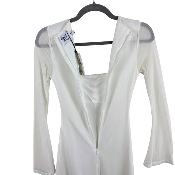Princess Polly NWT Martinez White Mesh Long Sleeve Mini Dress Square Neck Size 0 - Image 7