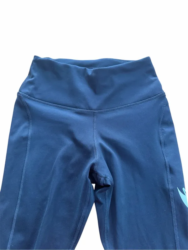 Nike Dri-Fit Womens XS Black Running Leggings Graphic Swoosh Zip Pocket - Image 2