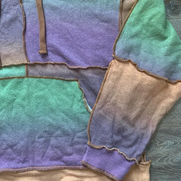 Jaded London oversized patchwork lightweight knitted hoodie wool blend 4 - Image 4