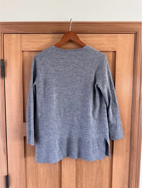 Quince 100% Merino Wool Open Front Cardigan Sweater Pockets Gray Women’s Medium - Image 6