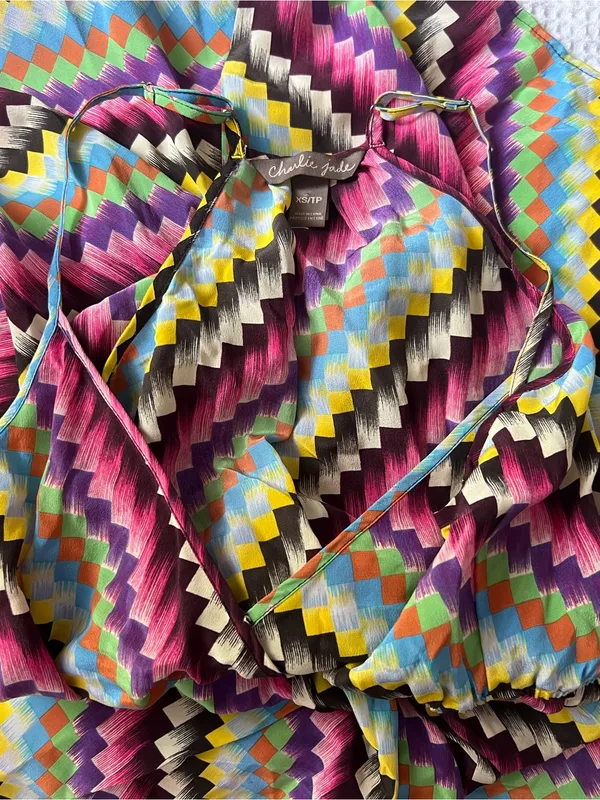 Charlie Jade Multi-Color Chevron Wrap Sundress - Women Size:XS - Image 5