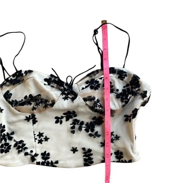 Zara Velvet Floral corset crop bustier corset style top medium tan and black - Image 6