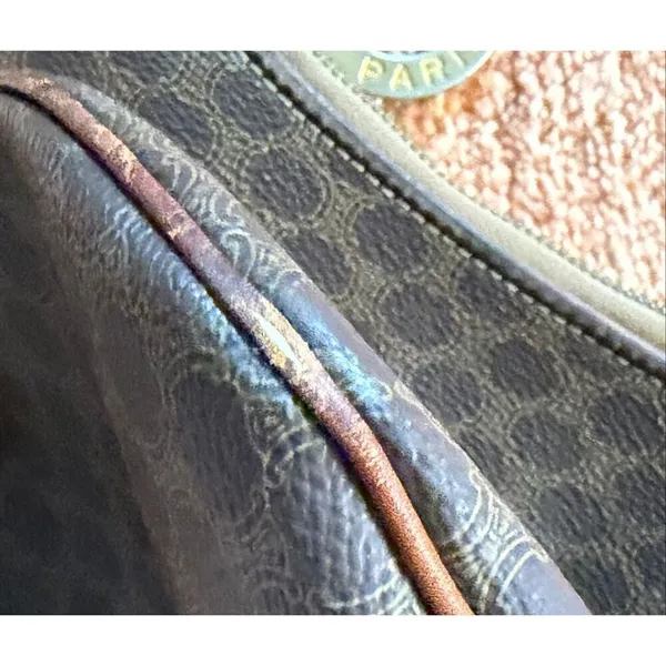 Vintage Celine Paris Brown Macadam Hobo Shoulder Bag Made in Italy - Image 11