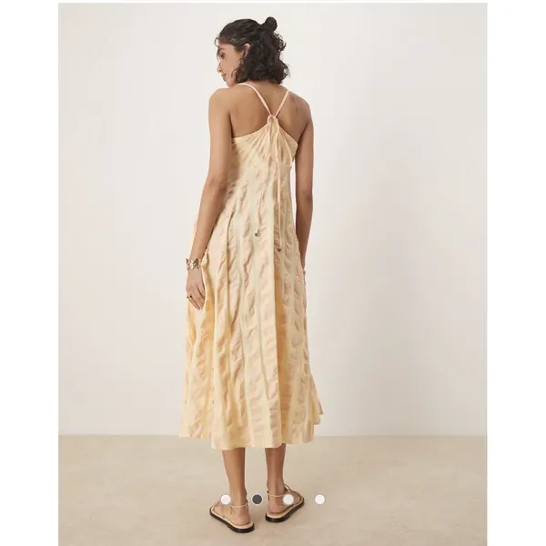 Free People via gingham cami midi dress in yellow Women's Size XS 100% Cotton - Image 2
