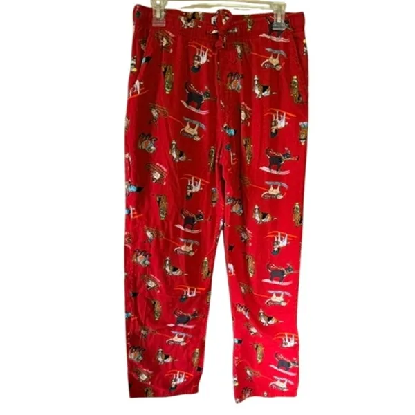 Old Navy Women’s Red Dog Print Pajama Set Button Front Shirt Pants Size Medium - Image 9