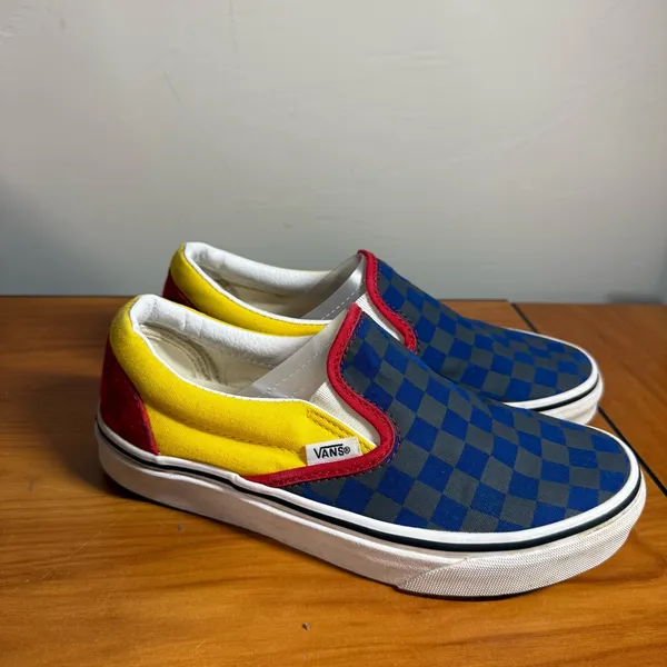 Vans Classic Slip On Canvas Sneaker Shoe Checkerboard Colorblock Retro‎ W6 - Image 3