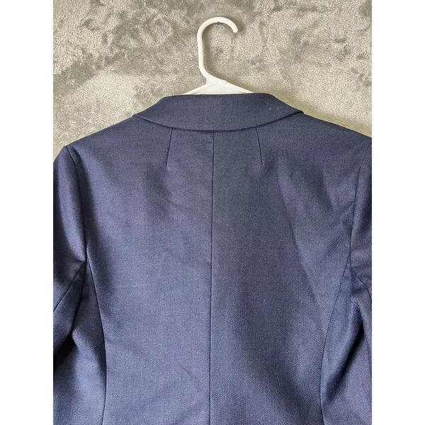 J.Crew Parke Blazer Stretch Linen Navy Blue One Button Career Preppy Size 2 - Image 4