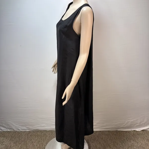 Courtney Washington Midi Sleeveless Black Linen Dress Size M Pockets Made‎ USA - Image 3
