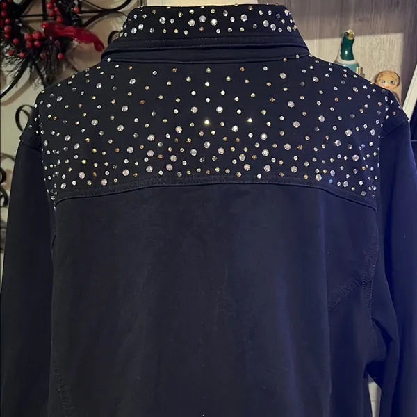 Quacker Factory Black Utility Jacket with Rhinestone Embellishments - Image 7