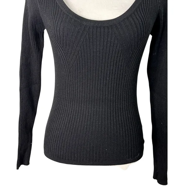 ASOS Women's Black Scoop Neck Long Sleeve Ribbed Knit Sweater 4 NWOT - Image 4