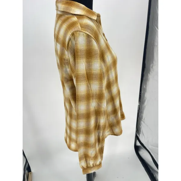 Aventura‎ Shirt Womens Small Yellow Plaid Work Cabin Pumpkin Fall Autumn Bin12 - Image 5