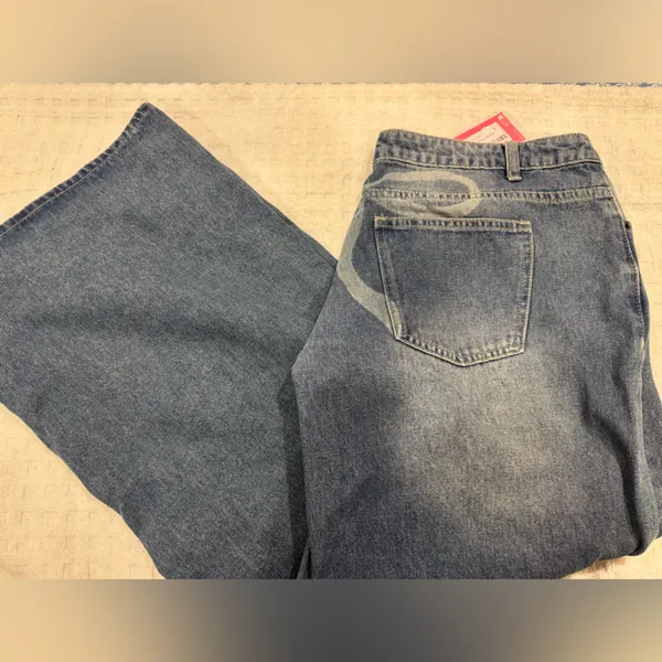 NWT PAC SUN Online Exclusive Edikted Vyxex Vintage Wash Low-Rise Bowtie Jeans, L - Image 8