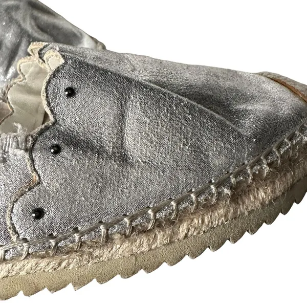 Karl Lagerfeld‎ Metallic Silver Espadrille Slides Slip on Shoes Women Size 7.5 - Image 9