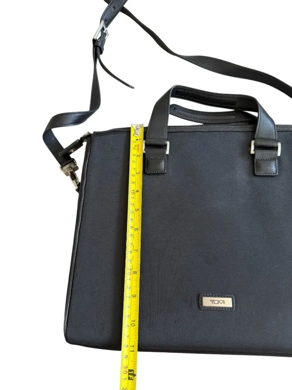 TUMI Black Laptop Computer Crossbody Travel Bag - Image 10