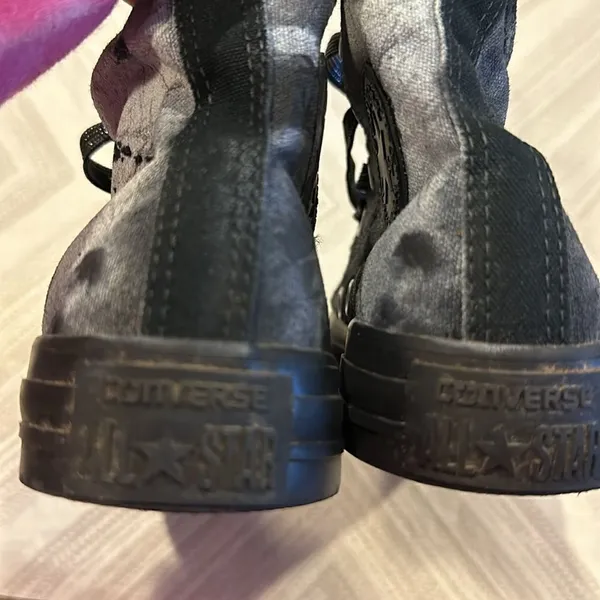 Converse Women’s Custom Black & White High Top Sneakers - Image 7