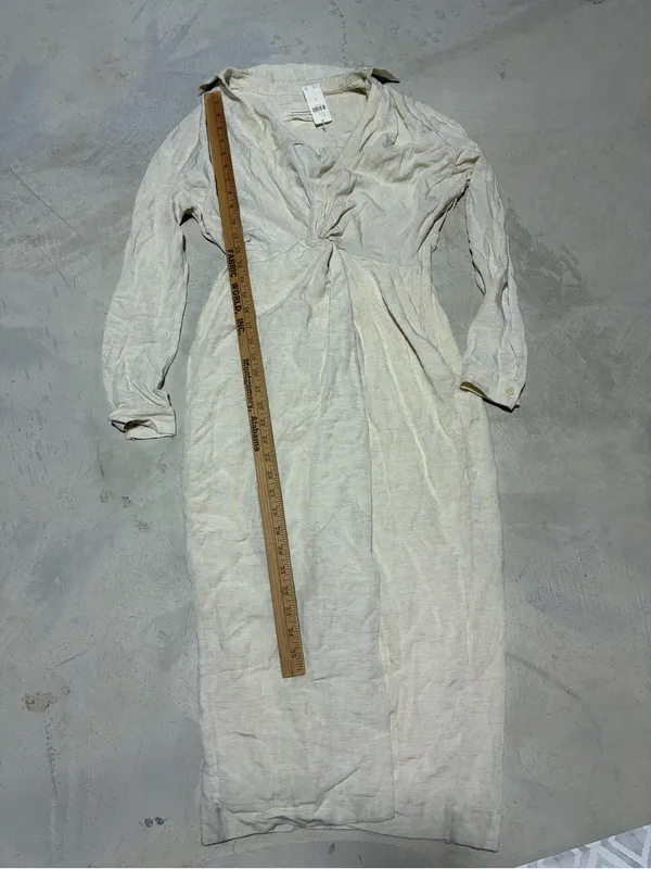 Anthropologie NWT Light Cream Long Sleeve Twist Front Midi Dress 0 MSRP$170 - Image 7