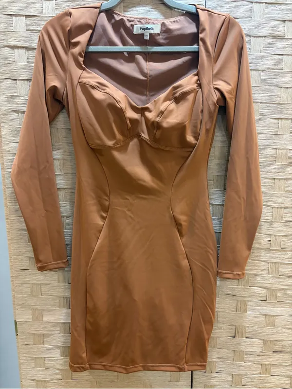 NWOT POPILUSH Thermal Shapewear Long Sleeve Sweetheart Mini Dress Size XS - Image 4