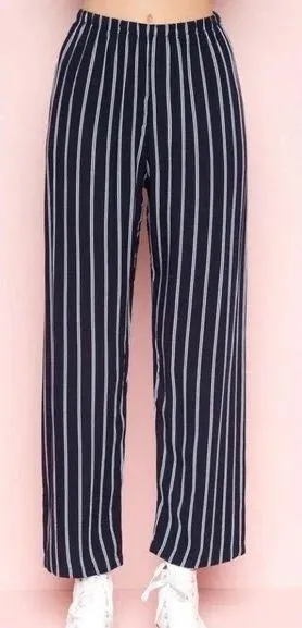 Brandy Melville Striped Blue Navy White Pants Bottoms - Image 6