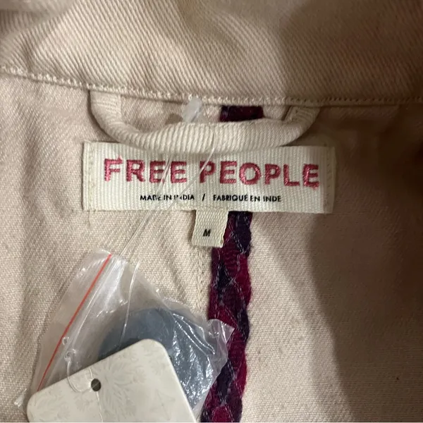 NWT Free People Highlands Peacoat Tea Combo Cream Canvas Cotton Size M - Image 3
