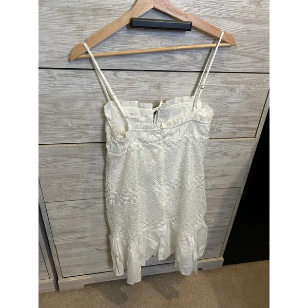 NWT Princess Polly Lindstrom Mini Dress White Lace Ruffle Summer US 6 - Image 6