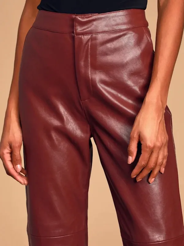 Lulu's Wine Straight-Leg Faux Leather Pants - Image 4