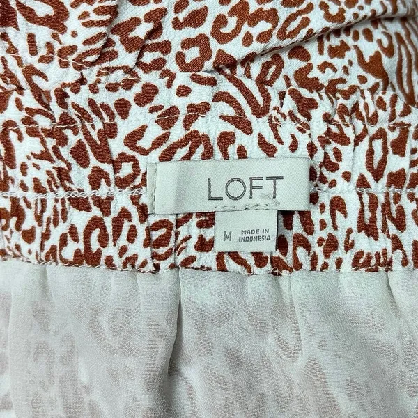 Ann Taylor Loft Brown White Animal Print Tiered Ruffle A-Line Flowy Skirt Size M - Image 4