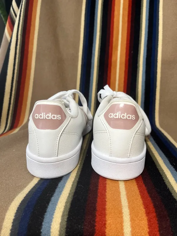 adidas Women’s Cloudfoam Leather Sneakers Metallic Pink White Size 10 - Image 7