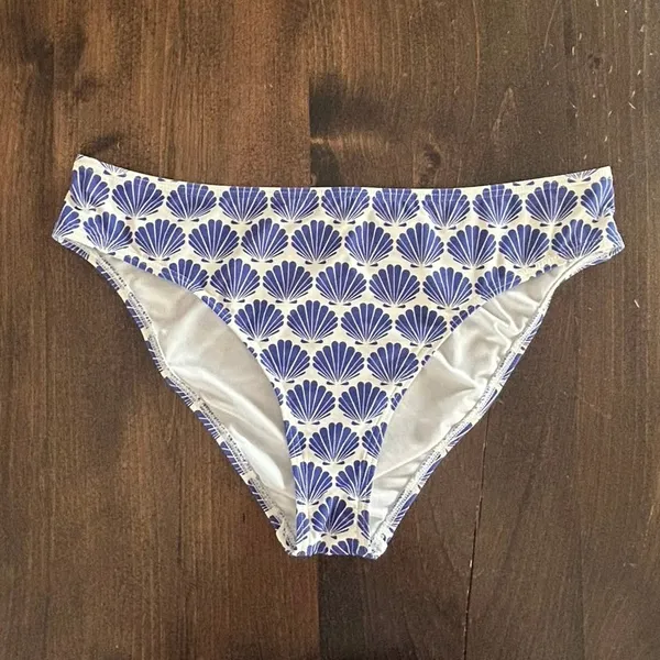 Kate Spade New‎ York Blue White Seashell Print Hipster Bikini Bottom Summer Chic - Image 3