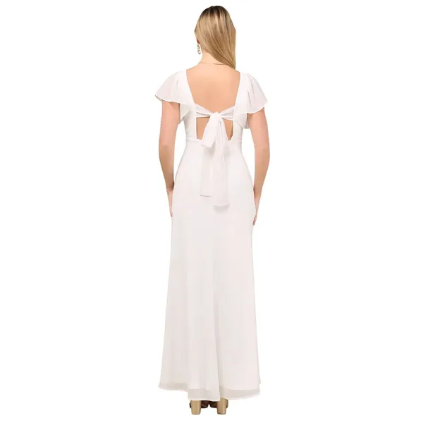 Lulus Simply Delightful White Tie-Back Flutter Sleeve Maxi Dress in White size M - Image 3