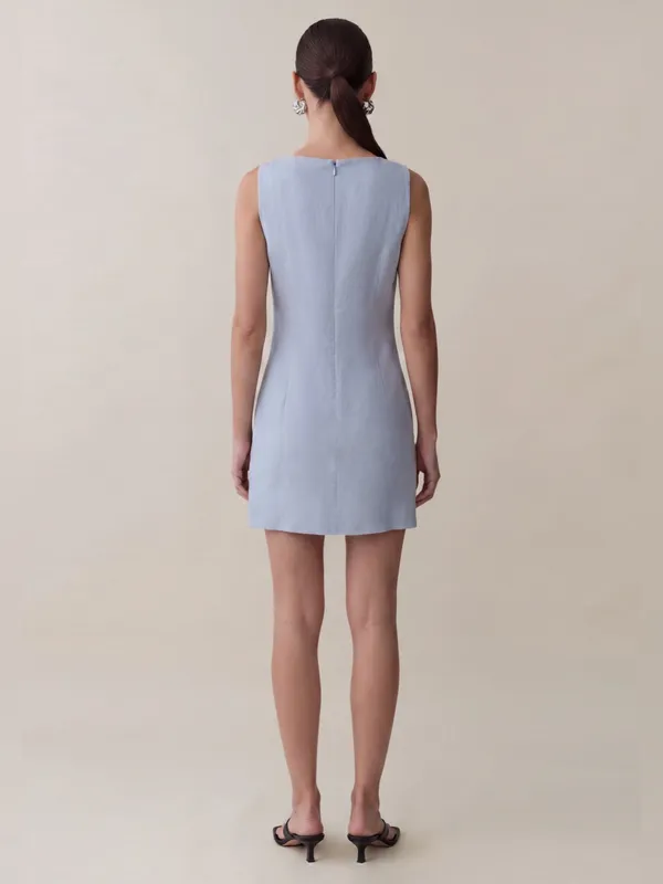 NWT Lauren Linen Dress size Medium M Light Blue mini o.p.t Few Moda - Image 4